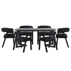 Middlebrook 7 Piece Solid Wood Dining Table Set w/ Full Fabric Chairs