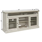 Stone Gray 60 TV Stand with Cable Management, Glass Doors, and Adjustable Shelves for TVs Up to 65