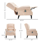 Cream White Heated Massage Recliner Chair with Lumbar Heating & Remote Controller