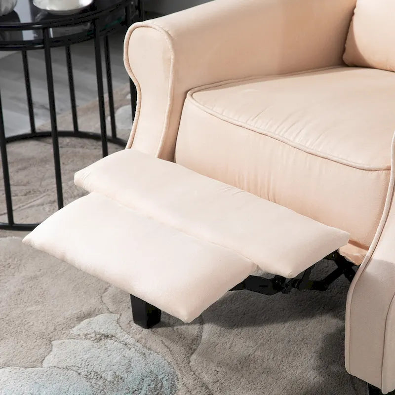 Cream White Heated Massage Recliner Chair with Lumbar Heating & Remote Controller