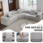 111 Oversized Boucle L-Shaped Corner Modular Sectional Sofa, 3-Piece Free Combination