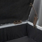 Contemporary Tufted Waffle Stitch Storage Ottoman with Birch Legs