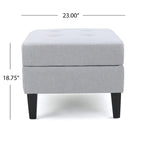 Contemporary Tufted Waffle Stitch Storage Ottoman with Birch Legs