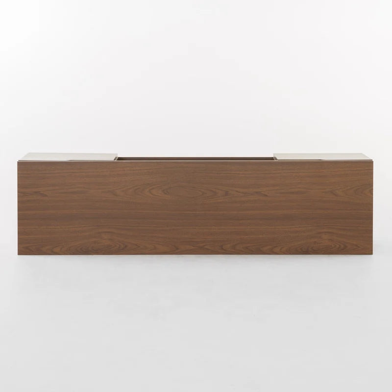 Walnut 59.2 TV Stand with 2 Cabinets & Tempered Glass Shelf for 40 TVs
