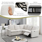 Linen L-Shaped Sectional Sofa with Power Recliners & USB
