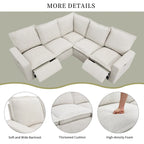 Linen L-Shaped Sectional Sofa with Power Recliners & USB