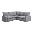 Linen L-Shaped Sectional Sofa with Power Recliners & USB