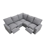Linen L-Shaped Sectional Sofa with Power Recliners & USB
