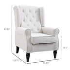 Cream White Modern 29.3 High Back Tufted Accent Chair with Wingback Design