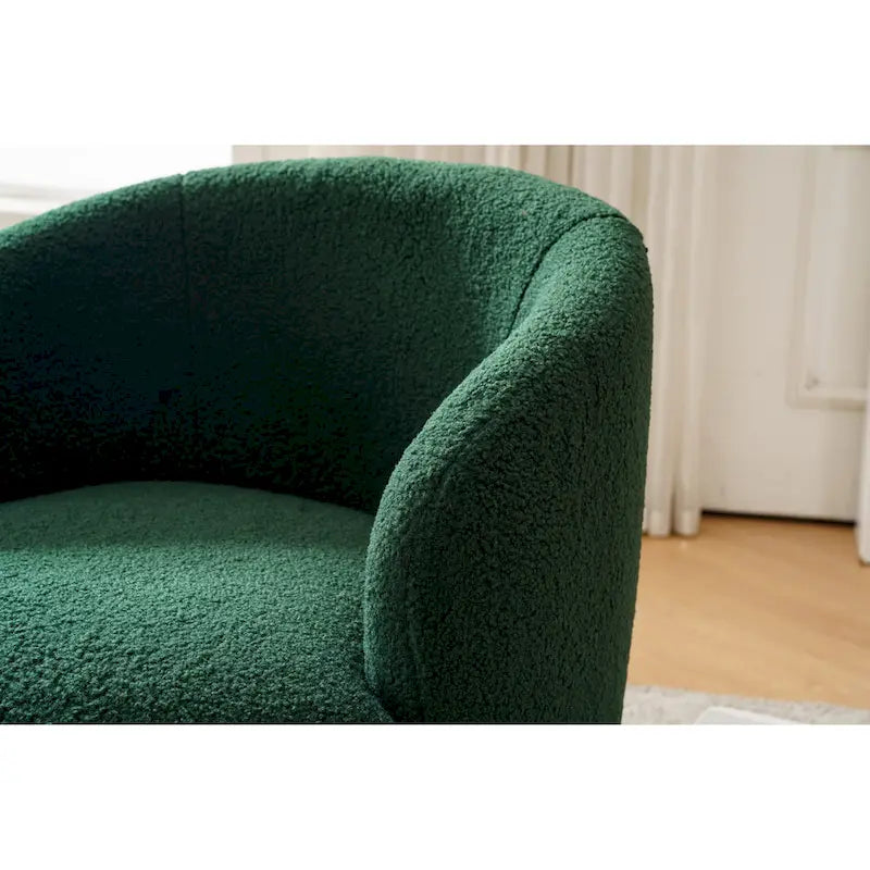 Green Chenille 360° Swivel Barrel Chair