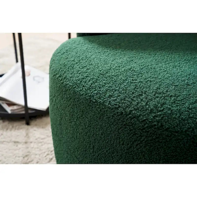 Green Chenille 360° Swivel Barrel Chair