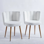 Modern pink dining chair(set of 2 ) with iron tube wood color legs, shorthair cushions and comfortable backrest, suitable