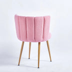 Modern pink dining chair(set of 2 ) with iron tube wood color legs, shorthair cushions and comfortable backrest, suitable