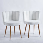 Modern pink dining chair(set of 2 ) with iron tube wood color legs, shorthair cushions and comfortable backrest, suitable