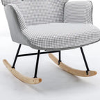 Rocking Chair, Soft Houndstooth Fabric Leather Fabric Rocking Chair for Nursery