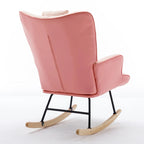 Rocking Chair, Soft Houndstooth Fabric Leather Fabric Rocking Chair for Nursery