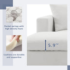 4-Seat Polyester L-Shaped Sectional Sofa with Convertible Ottoman