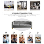 Gray 80.5 Velvet Tufted 3-Seater Sofa with Nailhead Decoration