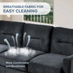 Black 76.7 Velvet 3-seater Sofa with Hardwood Frame and High-Density Foam