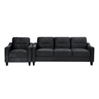 Black 76.7 Velvet 3-seater Sofa with Hardwood Frame and High-Density Foam