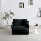 Black 2-Piece Chenille Sofa Set with Loveseat Sofa and Single Sofa