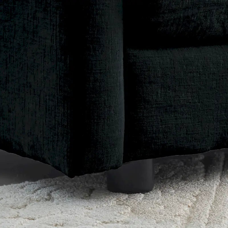 Black 2-Piece Chenille Sofa Set with Loveseat Sofa and Single Sofa