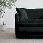 Black 2-Piece Chenille Sofa Set with Loveseat Sofa and Single Sofa