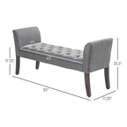 Button-Tufted Upholstered Bench with Arms - 55"