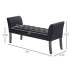 Button-Tufted Upholstered Bench with Arms - 55"