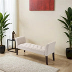 Button-Tufted Upholstered Bench with Arms - 55"