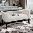 Button-Tufted Upholstered Bench with Arms - 55"