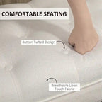Button-Tufted Upholstered Bench with Arms - 55"