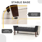 Button-Tufted Upholstered Bench with Arms - 55"