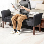 Button-Tufted Upholstered Bench with Arms - 55"