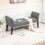 Button-Tufted Upholstered Bench with Arms - 55"