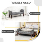 Button-Tufted Upholstered Bench with Arms - 55"