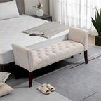 Button-Tufted Upholstered Bench with Arms - 55"