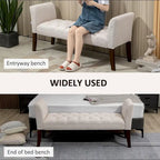 Button-Tufted Upholstered Bench with Arms - 55"