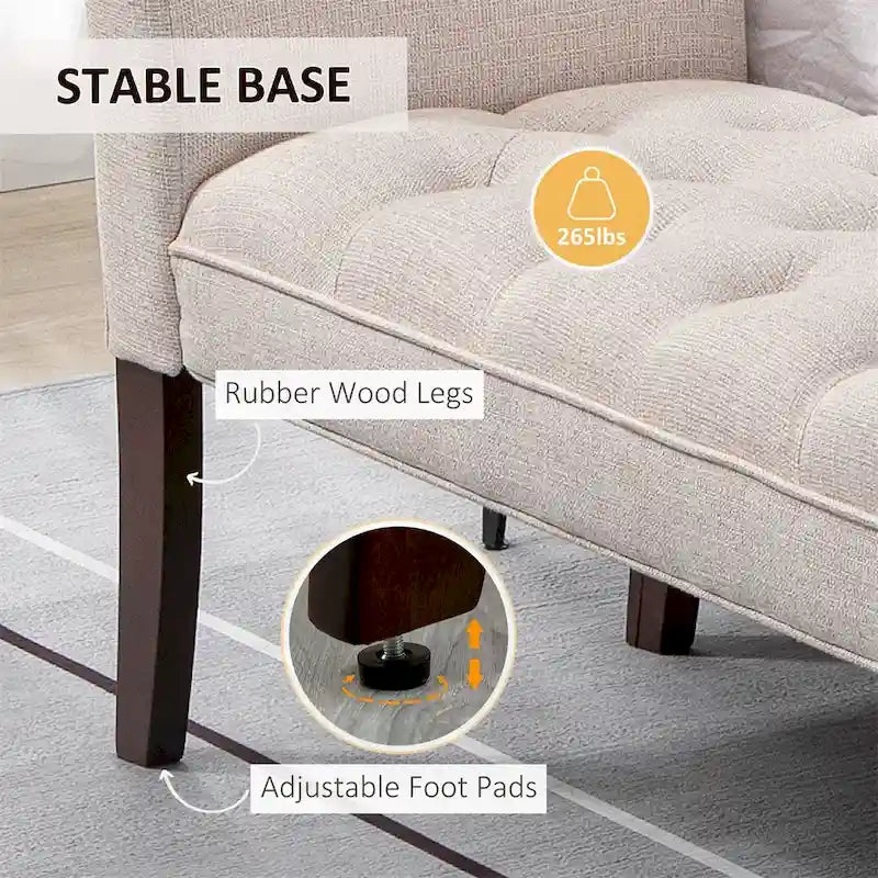 Button-Tufted Upholstered Bench with Arms - 55"