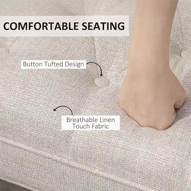 Button-Tufted Upholstered Bench with Arms - 55"