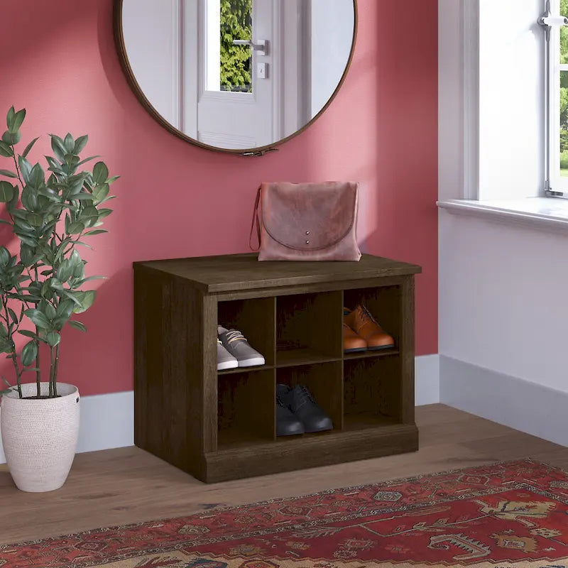 Woodland 24W Small Shoe Bench with Shelves by Bush Furniture