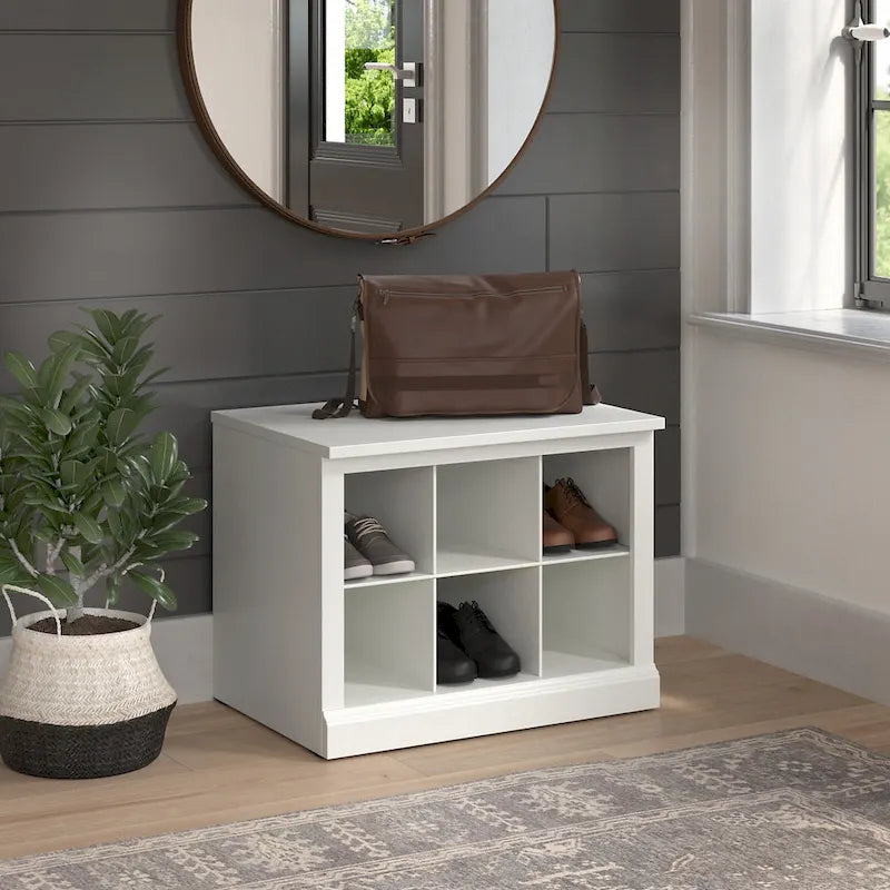 Woodland 24W Small Shoe Bench with Shelves by Bush Furniture