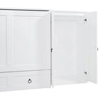 Queen Size Murphy Bed with USB Port, Large Drawer, and Wardrobe/Desk Combo