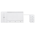 Queen Size Murphy Bed with USB Port, Large Drawer, and Wardrobe/Desk Combo