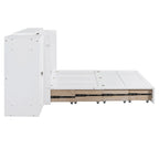 Queen Size Murphy Bed with USB Port, Large Drawer, and Wardrobe/Desk Combo