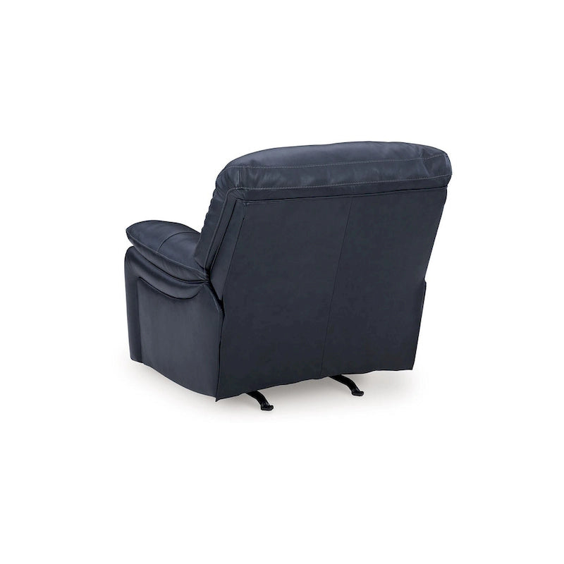 Leesa Power Rocker Recliner Chair, Soft Ocean Blue Leather, USB Port