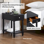 Traditional 23.6 Spindle Leg Wood End Table with USB