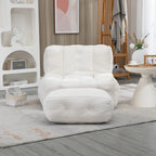 Gray Velvet Bean Bag Lounge Chair with Ottoman