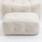Gray Velvet Bean Bag Lounge Chair with Ottoman