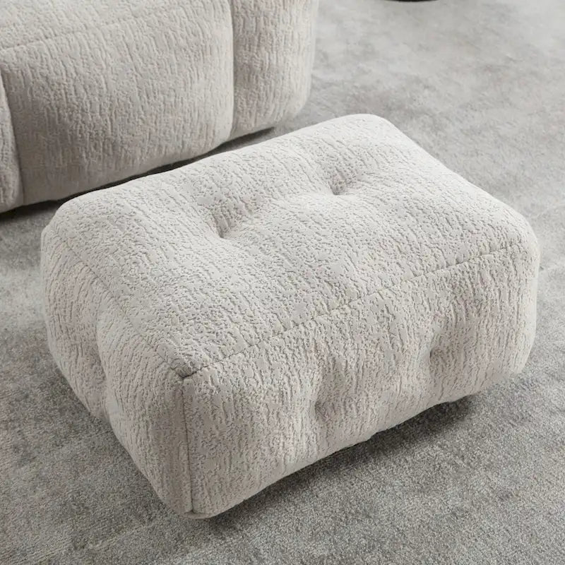 Gray Velvet Bean Bag Lounge Chair with Ottoman